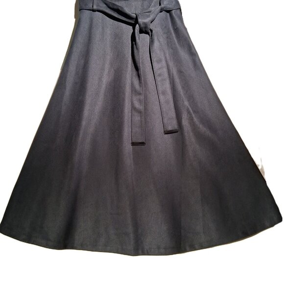 CALVIN KLEIN Dress  sz 10  MIDI  A-Line  Navy Blue  Faux Suede  Sleeveless  NWT - Picture 7 of 12